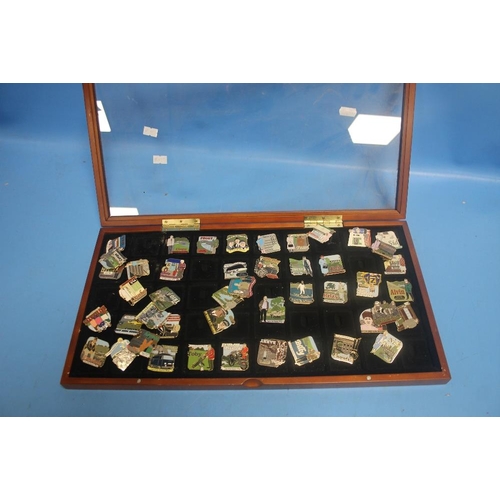 195 - A TRAY CONTAINING A QUANTITY OF DANBURY MINT ENAMELLED PIN BADGES