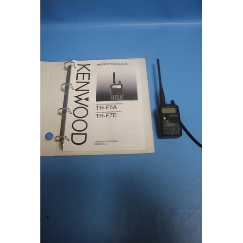 198 - A KENWOOD WALKIE TALKIE THF6A TRI BANDER THF7E DUAL BANDER WITH INSTRUCTION BOOK