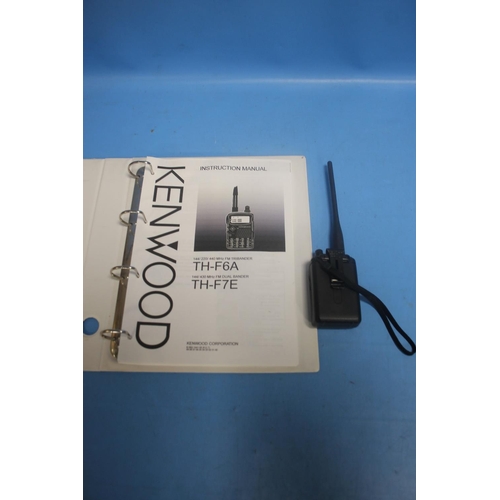 198 - A KENWOOD WALKIE TALKIE THF6A TRI BANDER THF7E DUAL BANDER WITH INSTRUCTION BOOK