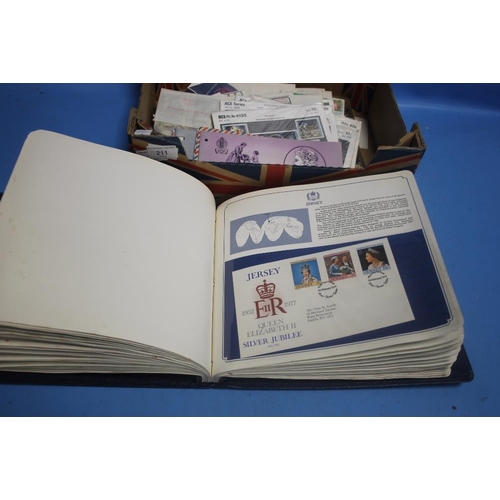 211 - A BOX OF STAMPS CONTAINING ONE ALBUM AND LOOSE