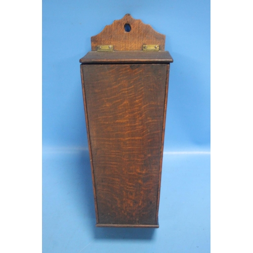 219 - A ANTIQUE OAK CANDLE BOX