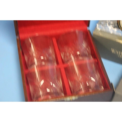 228 - A COLLECTION OF BOXED WATERFORD CRYSTAL GLASS MAINLY CLOCKS