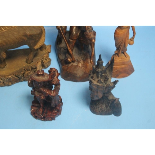 279 - A COLLECTION OF FIVE CARVED FIGURES