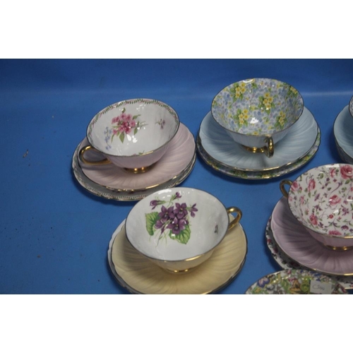 288 - A COLLECTION OF SHELLEY CUPS AND SAUCERS