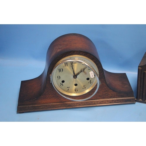 305 - A NAPOLEON HAT MANTEL CLOCK TOGETHER WITH ANOTHER