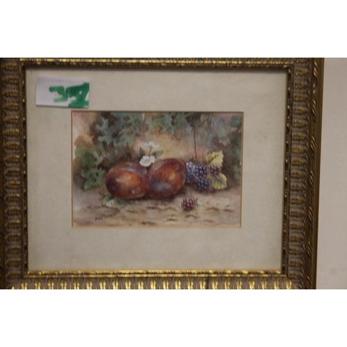 31 - A SMALL WATERCOLOUR OF FRUIT SIGNED M E MORRIS 24.5 CM 20.5 CM