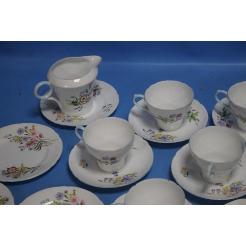 330 - ONE TRAY OF A PART SHELLEY TEA SERVICE (BOWL BROKEN BUT REPAIRED)