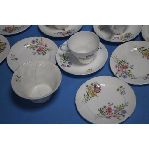 330 - ONE TRAY OF A PART SHELLEY TEA SERVICE (BOWL BROKEN BUT REPAIRED)