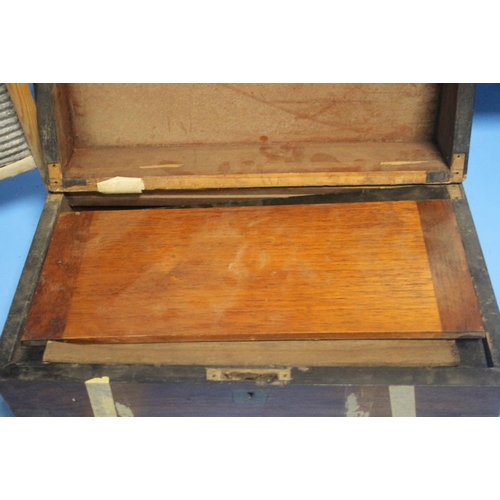 333 - AN ANTIQUE WRITING SLOPE A/F TOGETHER WITH TWO WASHBOARDS