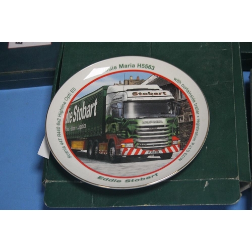 341 - A COLLECTION OF EDDIE STOBART WAGONS AND EDDIE STOBART COLLECTORS PLATES