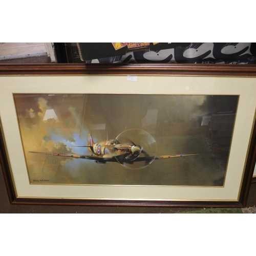 43 - A FRAMED BARRIE F. CLARK AVIATION PRINT TOGETHER WITH A GERALD COULSON AVIATION PRINT, 116 X 71 CM A... 