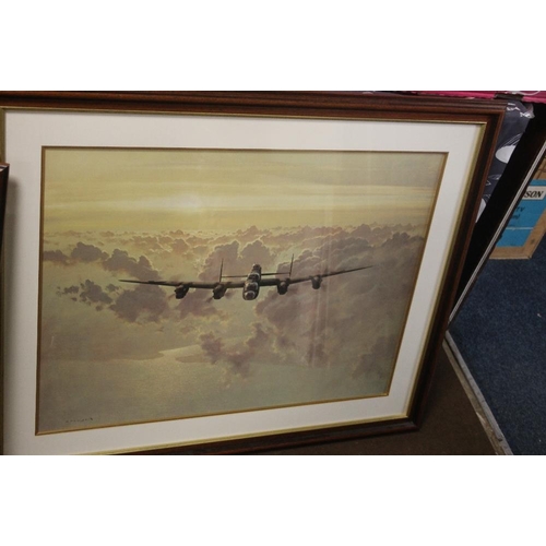 43 - A FRAMED BARRIE F. CLARK AVIATION PRINT TOGETHER WITH A GERALD COULSON AVIATION PRINT, 116 X 71 CM A... 