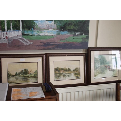 45 - THREE FRAMED AND GLAZED WATERCOLOURS TWO SIGNED T. WELSH, THE OTHER SIGNED AMANDA JACKSON (3)