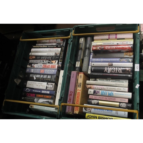 473 - TWO CRATES OF BOOKS TO INCLUDE AUTOBIOGRAPHIES, (TRAYS NOT INCLUDED)