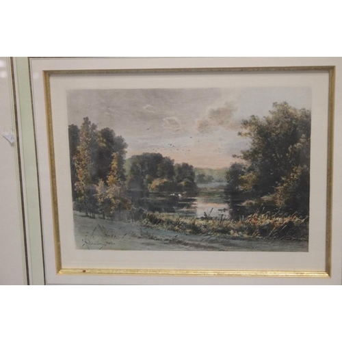 48 - TWO GILT FRAMED HAND COLOURED ENGRAVINGS, SIGNED 