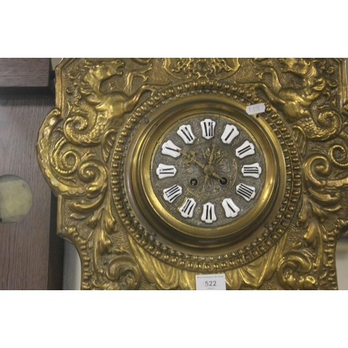 522 - AN UNUSUAL BRASS ANTIQUE WALLCLOCK