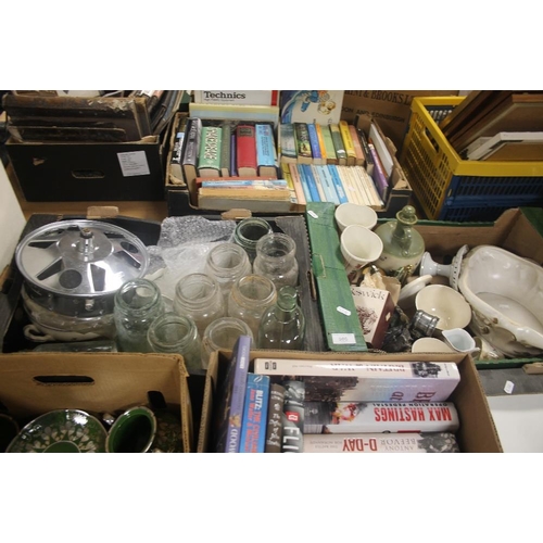 566 - TWO TRAYS OF CHINA AND GLASSWARE (TRAYS NOT INCLUDED)