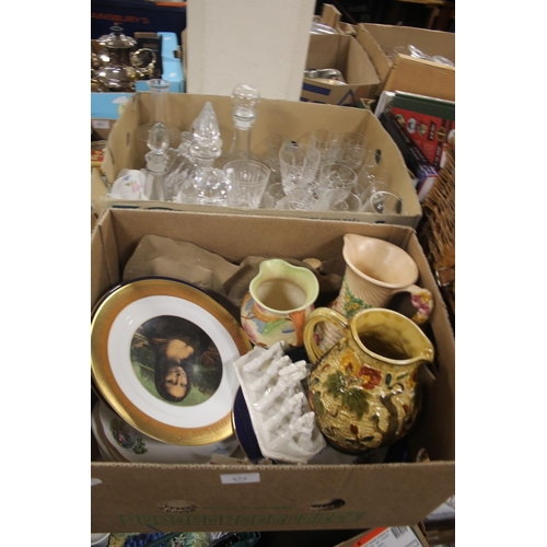 572 - TWO TRAYS OF CHINA AND GLASSWARE TO INCLUDE A WOODS INDIAN TREE JUG (TRAYS NOT INCLUDED)