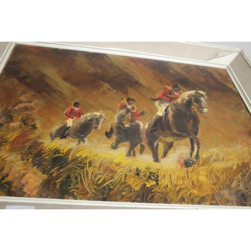 58 - LEMONNIER, 20TH CENTURY IMPRESSIONIST, stormy landscape with huntsmen on horseback, signed lower rig... 