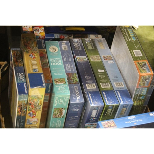 584 - A LARGE QUANTITY OF MAINLY NEW JIGSAWS (TRAYS NOT INCLUDED)