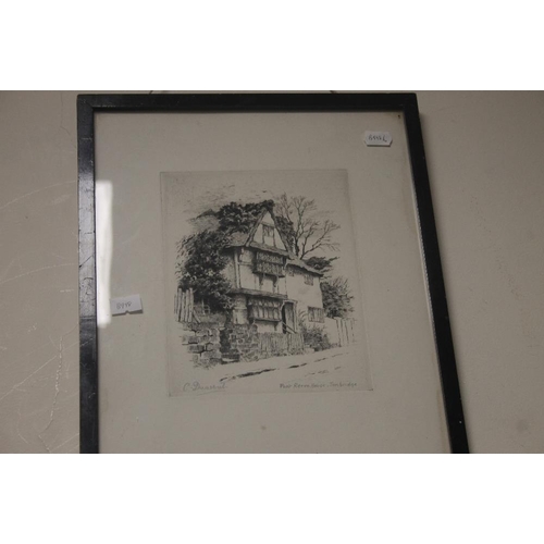 59 - A FRAMED AND GLAZED WATERCOLOUR TOGETHER WITH A PENCIL SIGNED DRAWING