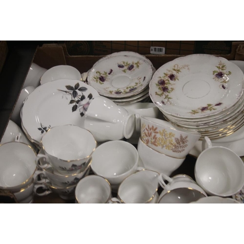 642 - TWO TRAYS OF TEA AND DINNERWARE TO INCLUDE 