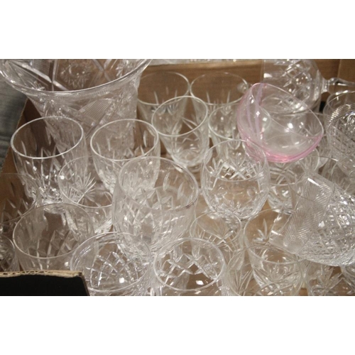 644 - TWO TRAYS OF ASSORTED GLASSWARE (TRAYS NOT INCLUDED)