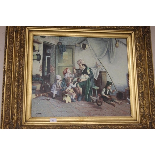 68 - A GILT FRAMED OIL ON BOARD SIGNED MARK