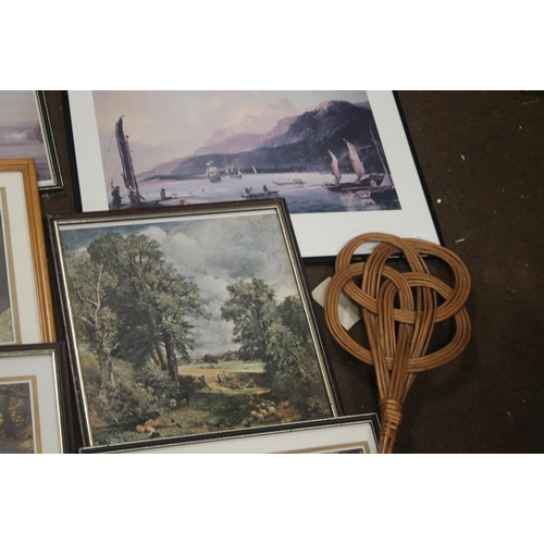 71 - A QUANTITY OF ASSORTED PRINTS TOGETHER WITH A CARPET BEATER