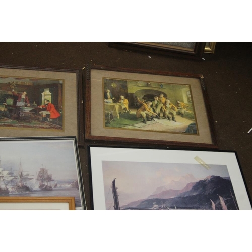 71 - A QUANTITY OF ASSORTED PRINTS TOGETHER WITH A CARPET BEATER