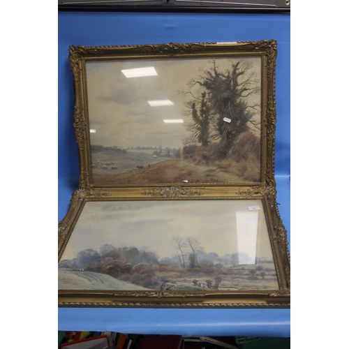 77 - A PAIR OF FRAMED AND GLAZED PRINTS DEPICTING COUNTRYSIDE SCENES