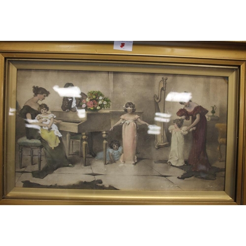 8 - A PAIR OF GILT FRAMED PRINTS OF MUSICAL SCENES