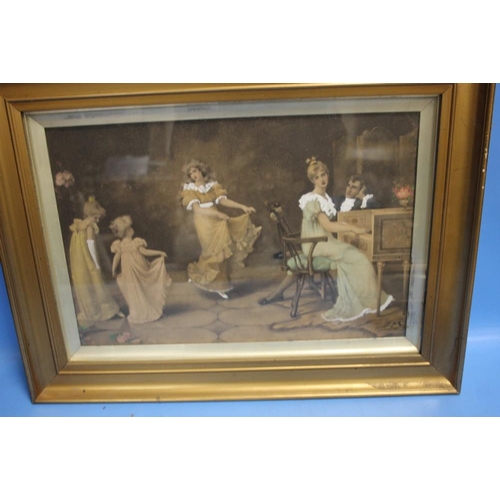 8 - A PAIR OF GILT FRAMED PRINTS OF MUSICAL SCENES