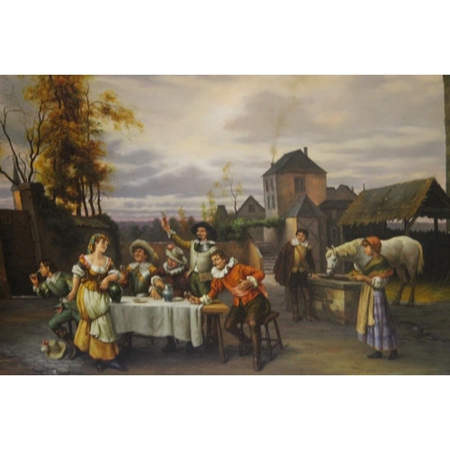 89 - JACOB MEMBLING (AUSTRIAN) OIL ON BOARD, PERIOD SCENE OF DRINKERS 69.5 CM X 58 CM