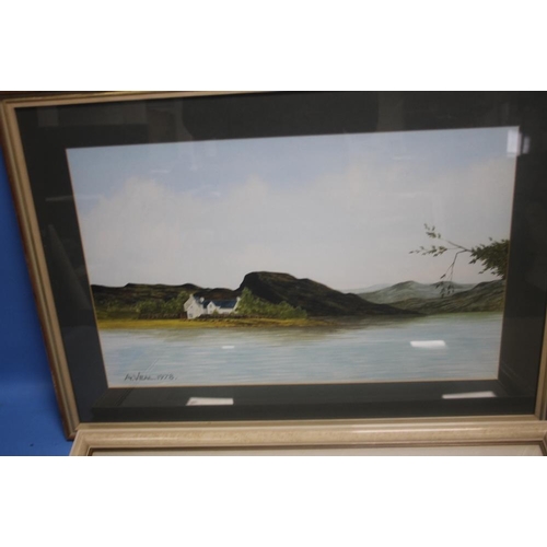 93 - A FRAMED AND GLAZED WATERCOLOUR TOGETHER WITH A RUSSELL FLINT PRINT