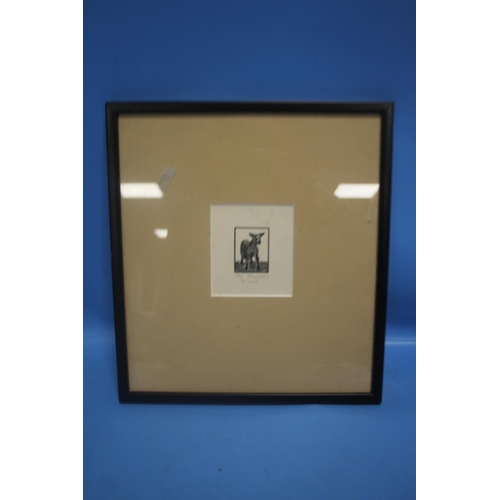 96 - A FRAMED AND GLAZED ENGRAVING SIGNED K M LUIDSTON