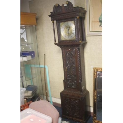 964 - AN OAK GRANDFATHER CLOCK