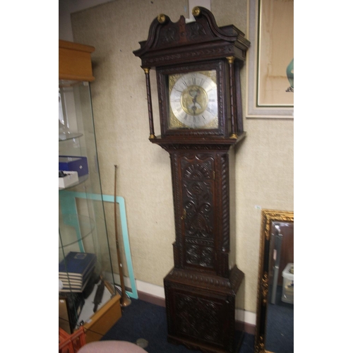 964 - AN OAK GRANDFATHER CLOCK