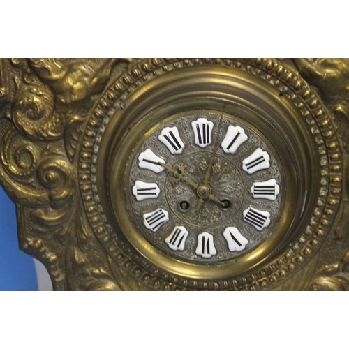 522 - AN UNUSUAL BRASS ANTIQUE WALLCLOCK