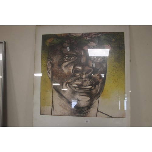 37 - A FRAMED AND GLAZED PORTRAIT WITH SIGNATURE