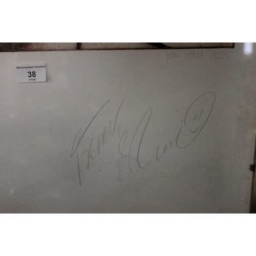 37 - A FRAMED AND GLAZED PORTRAIT WITH SIGNATURE