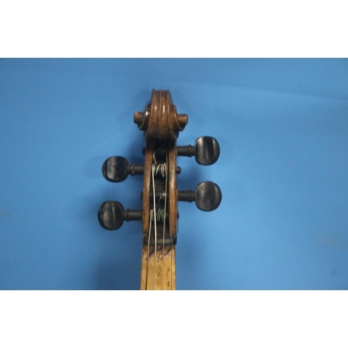 50 - AN ANTIQUE VIOLIN AND BOW A/F