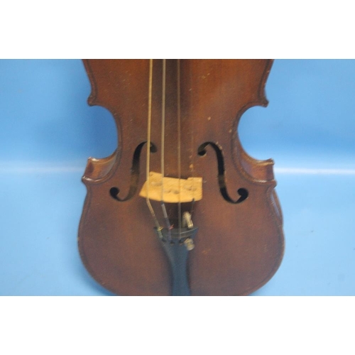 50 - AN ANTIQUE VIOLIN AND BOW A/F