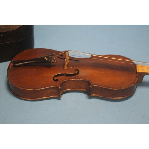 50 - AN ANTIQUE VIOLIN AND BOW A/F