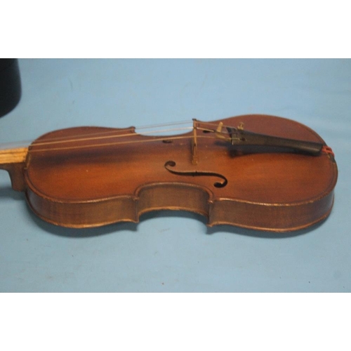 50 - AN ANTIQUE VIOLIN AND BOW A/F