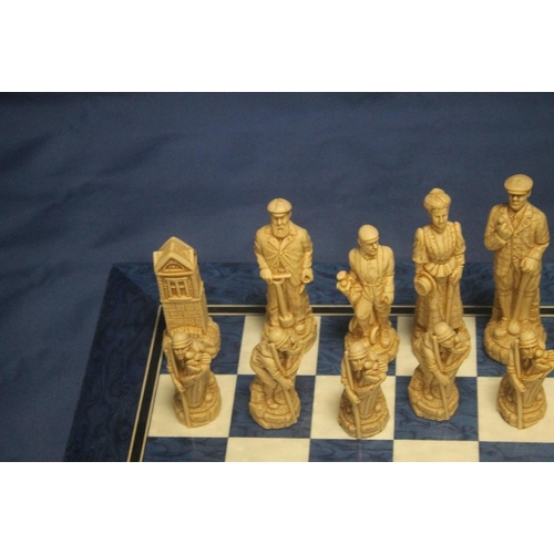 53 - A BOXED STUDIO ANNE CARLTON UNPAINTED SHERLOCK HOLMES CHESS SET