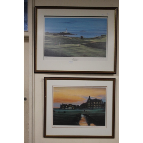 11 - TWO FRAMED LIMITED EDITION TERENCE MACKLIN PRINTS OF GOLFING INTEREST