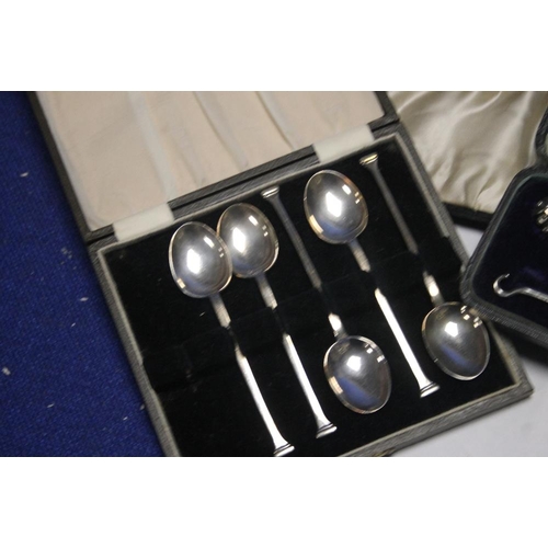 134 - A SELECTION OF CASED FLATWARE TO INCLUDE HALLMARKED SILVER AND WHITE METAL EXAMPLES