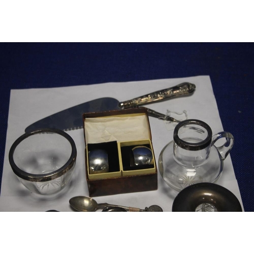 148 - A COLLECTION OF HALLMARKED SILVER AND WHITE METAL ITEMS