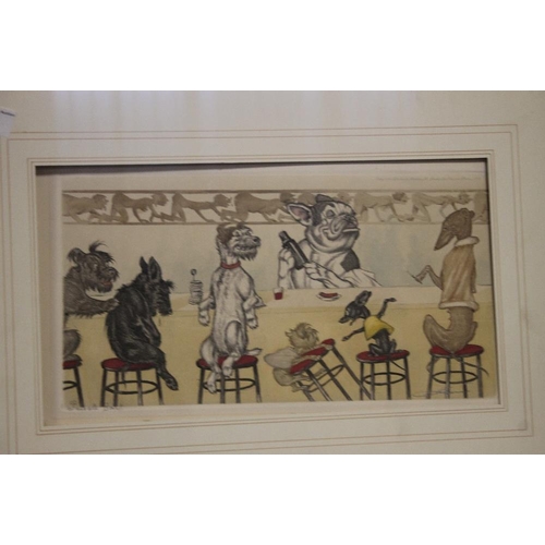 15 - A MOUNTED PRINT DEPICTING DOGS